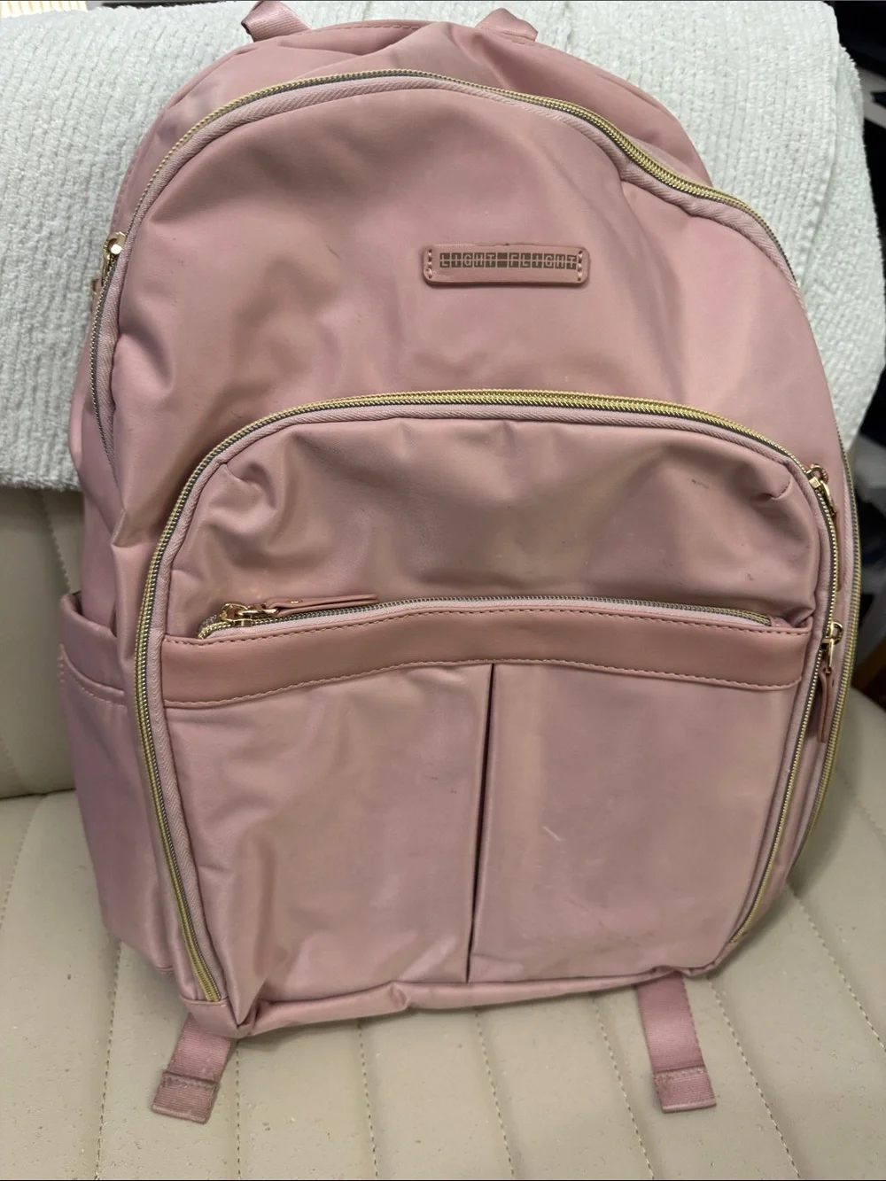 Unbranded Blush Pink Everyday Backpack with Gold Zippers